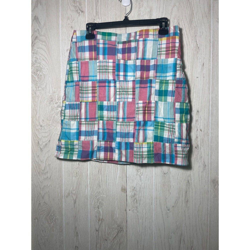 Talbots Womans Mini Skirt Multicolor Dress 10p Striped Colorful Cotton Zip Short